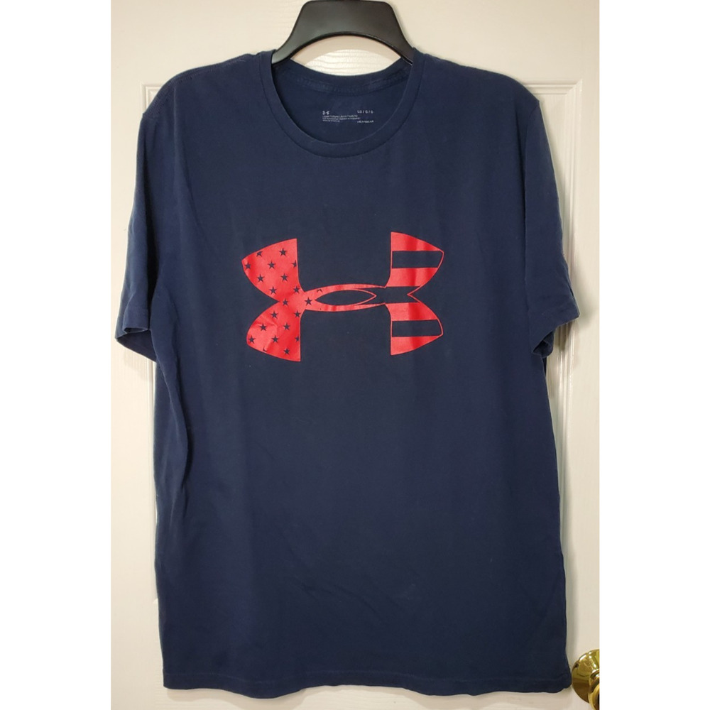 Under Armour HeatGear T‑Shirt Men’s XL Navy Red USA Logo Graphic Tee - Picture 1 of 7